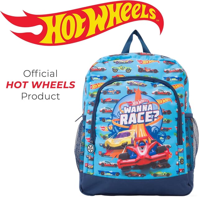 Detalle 2 de Hot Wheels sac à dos officiel pour enfants – grand sac d’école et voyages (bleu), taille unique