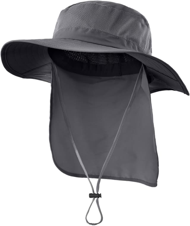 Detalle de Decentron Outdoor UPF 50+ Mesh Wide Brim Sun Hat with Neck Flap (Fishing & Hiking)