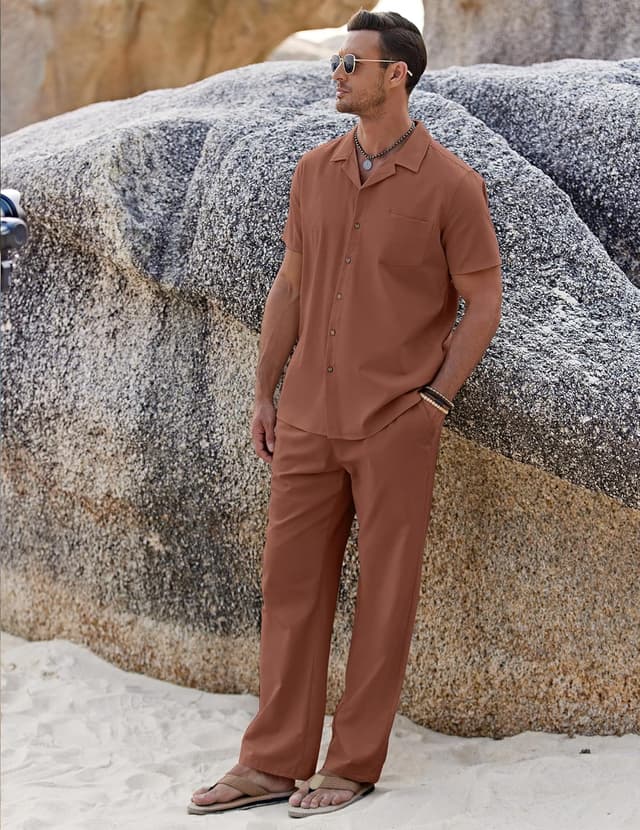 Thumbnail 4 de COOFANDY Linen 2-Piece Beach Set 2PC