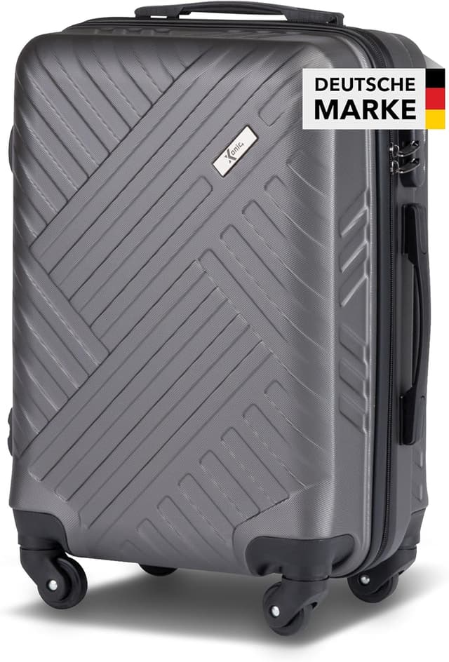 Detalle de Xonic Design Reisekoffer mit ABS-Hartschale und 360° Leichtlauf-Rollen – Zahlenschloss, Größen M/L/XL (Dark Grey, M)