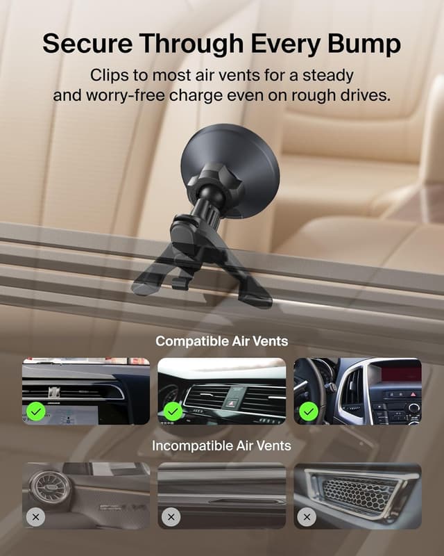 Detalle 2 de Belkin Wireless Car Charger MagSafe Qi2 Fast 1M Cable