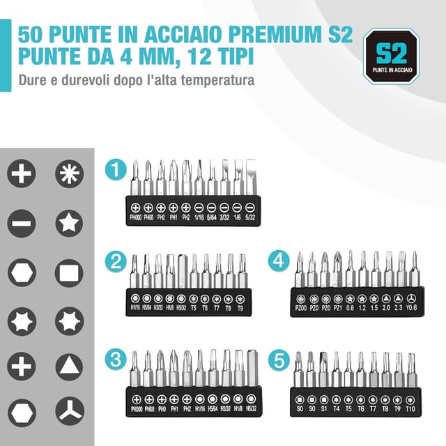 Detalle de DURATECH Set 55 cacciaviti elettrici di precisione con magnetizzatore e ricarica USB-B