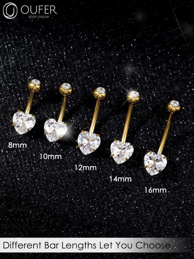 Thumbnail 3 de OUFER Piercing Nombril Titane Boules Cœur 1,6 mm