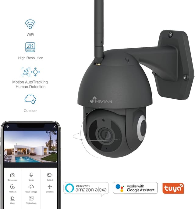Detalle 2 de NIVIAN Caméra PTZ 2K avec détection humain, 10 m