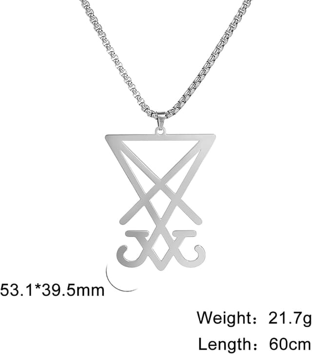 Detalle de VASSAGO Sigil von Luzifer Halskette mit Anhänger aus Edelstahl – Siegel von Luzifer/Satan Symbol