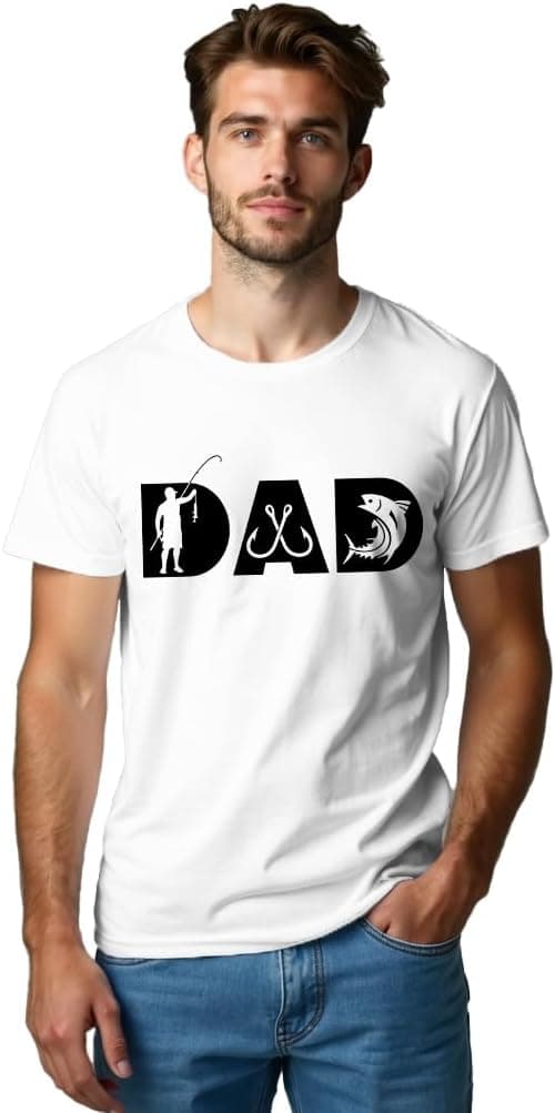 Detalle 2 de Qskall men’s fishing dad T-shirt – soft breathable fishy tee with relaxed fit