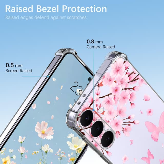 Thumbnail 3 de HopMore Transparente Handyhülle für Samsung Galaxy S25 FE 5G – Kirschblüte Motiv, stoßfestes TPU/Silikon Clear Case