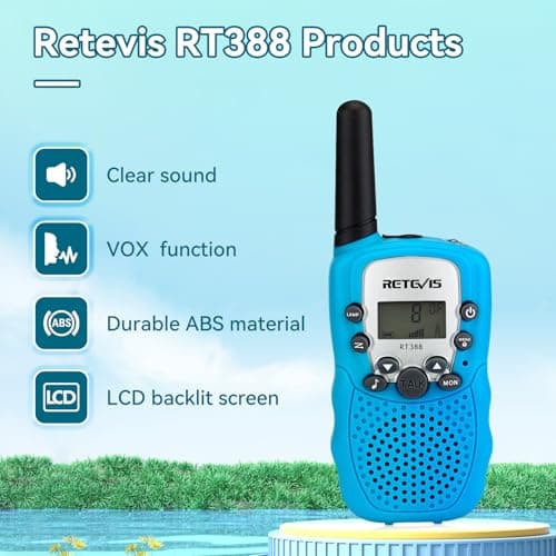 Detalle 2 de Retevis RT388 walkie talkie para niños (PMR 446) con linterna y VOX, 1 par