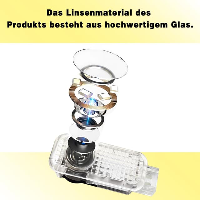 Detalle de Krewua 2 luci per portiera auto 4K HD con proiezione laser e 4 anelli, lettere rosse