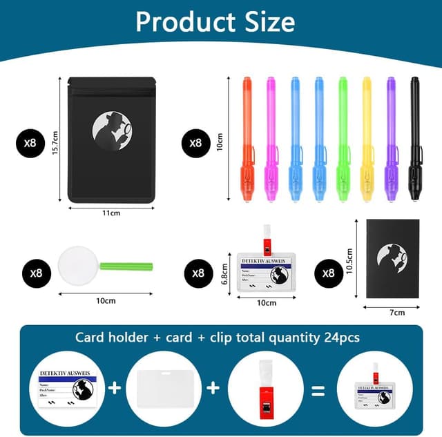 Detalle de Kit de détective espionnage pour enfants OSDUE – 56 pièces avec stylo secret et carnet