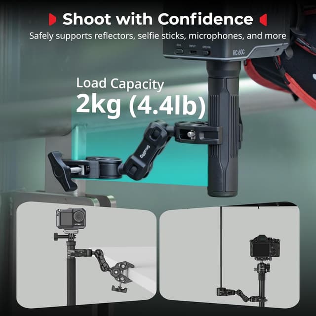 Detalle de SMALLRIG Dual Head Super Clamp 5453 : pince super puissante à double tête (jusqu’à 2 kg)
