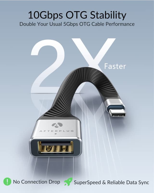 Detalle de Afterplug USB-C to USB-A OTG adapter cable 13 cm