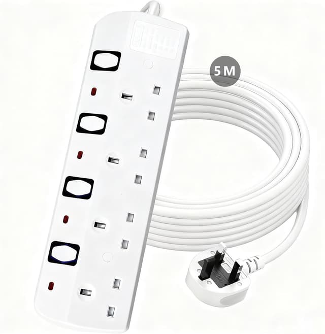 Thumbnail 6 de 2-Gang UK Plug Extension Lead with Individual Switches 📟