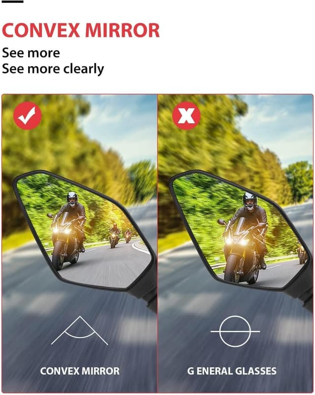 Detalle de KEMIMOTO motorbike mirror set with E mark, universal 7/8 inch fit (2 pack)