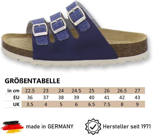 Detalle de AFS-Schuhe 2133 – Pantoufles de sport en cuir pour femme, avec boucle réglable