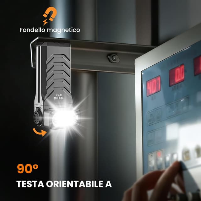 Thumbnail 5 de Sofirn ST2 EDC torcia ricaricabile 3 in 1: bianca 3000 lm + rossa 660 nm + UV 365 nm, USB-C, magnetica e IPX6