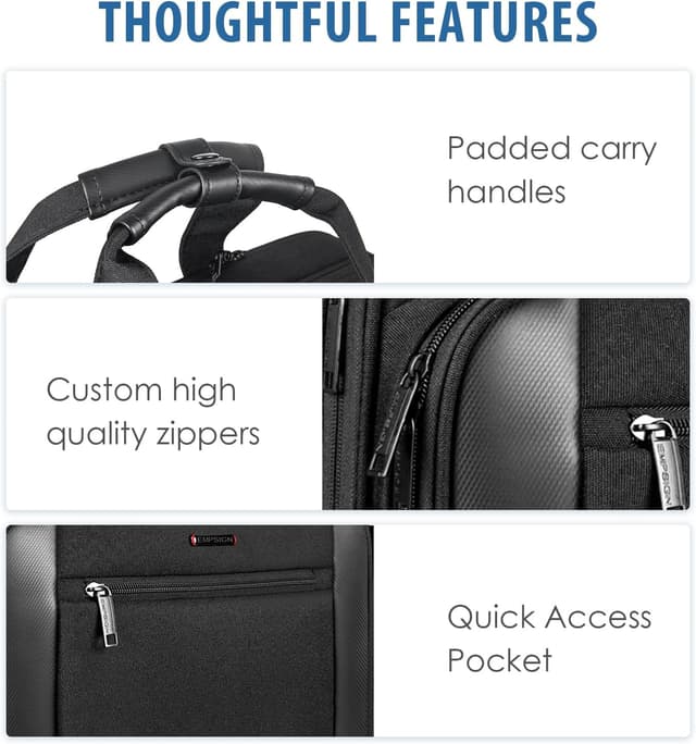 Detalle 1 de EMPSIGN Borsa per laptop con ruote trolley fino a 17,3" e tasca RFID, impermeabile – nero
