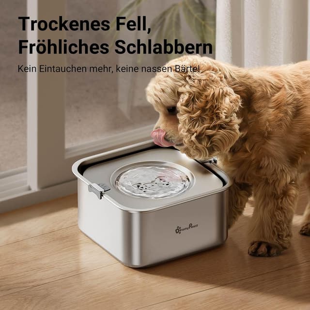 Detalle de DownyPaws Wassernapf für Hund 3 l aus 304 Edelstahl