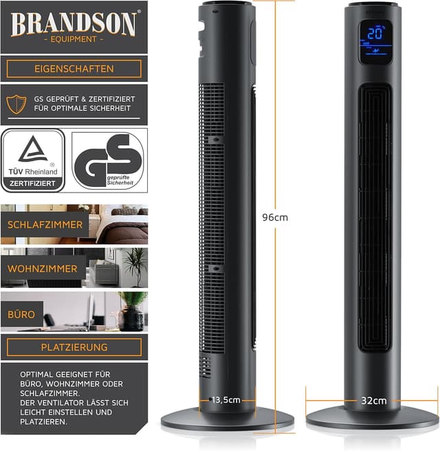 Detalle de Brandson Turmventilator 96 cm mit Fernbedienung