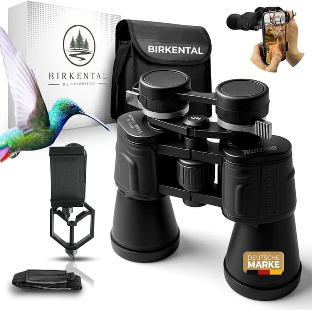 Detalle de Birkental Fernglas 10x50 mit Dioptrienverstellung – HD Feldstecher für Brillenträger, BAK4-Prisma & FMC-Objektiv (schwarz)