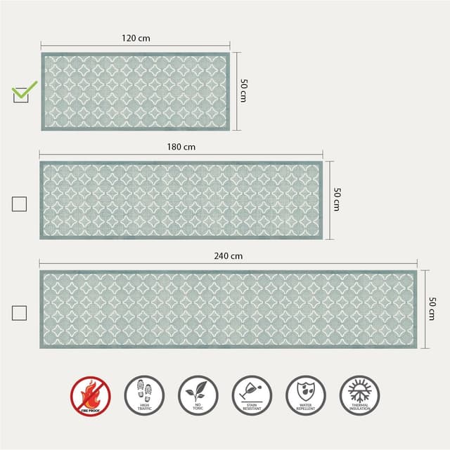Detalle 2 de CREARREDA Old Style Green 120 x 50 cm tapis de cuisine 🍽