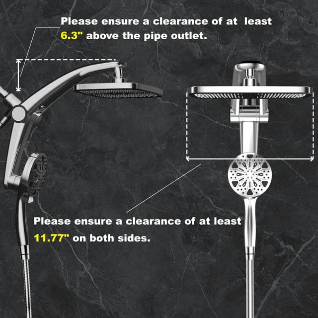Thumbnail 6 de Magnetic Dual Rain Shower Heads Combo with Handheld High-Pressure Spray, Adjustable Rain Angle, Magnetic Dock