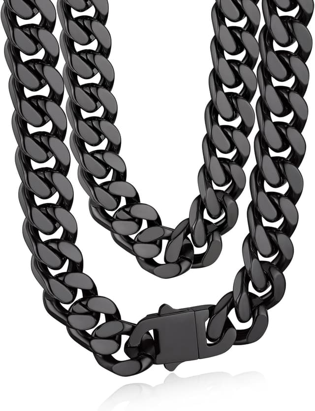 Thumbnail 6 de Bandmax Panzerkette Herren aus 316L Edelstahl – kubanische Gliederkette 5/7/9/12 mm in Schwarz, Silber, Gold