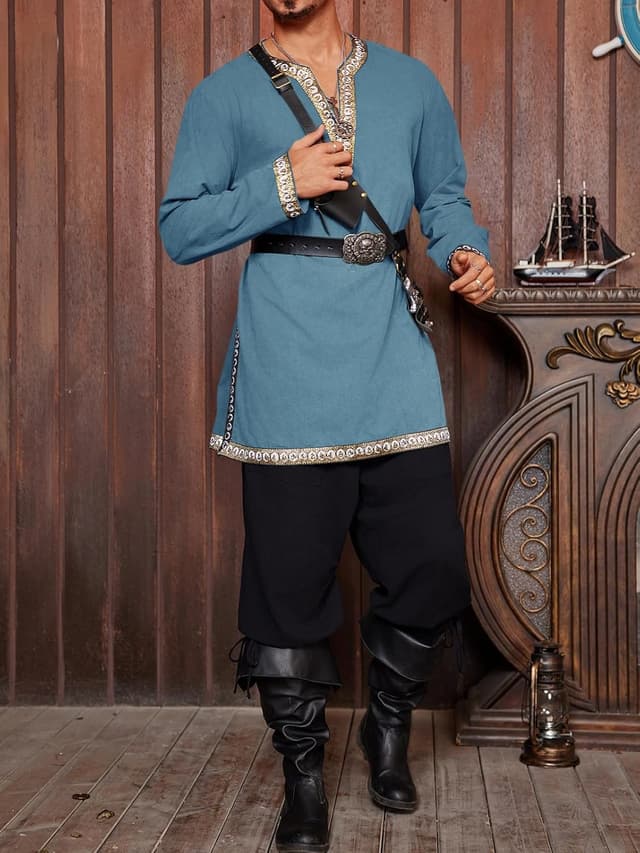 Detalle 2 de Runcati Herren Mittelalter Tunika LARP 🎭