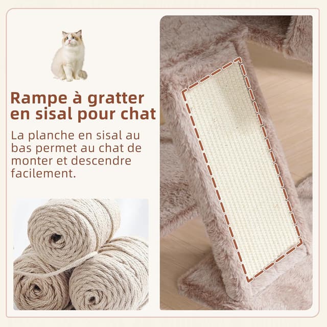 Detalle de Gitelsnour GCT006SMU : arbre à chat d’intérieur avec plateformes amovibles, hamac et griffoirs