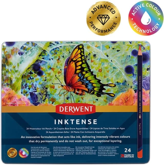 Detalle 1 de Derwent Inktense 24 lápices solubles 4 mm 🎨