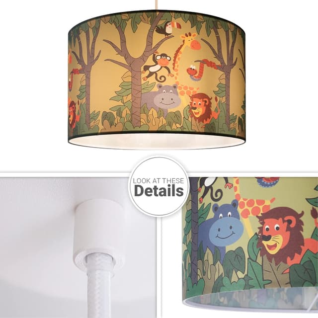 Detalle 2 de Paco Home suspension enfant abat-jour tissu rond E27