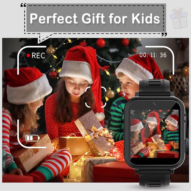 Thumbnail 6 de Phyulls Smart Watch for Kids (Black) with Selfie-Cam, 39 Games, Camera/Video, Alarm & Calculator