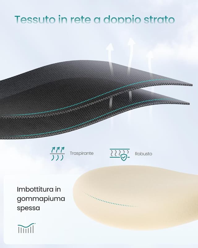 Thumbnail 5 de Sedia da ufficio ergonomica SONGMICS OBN066BH01 con supporto lombare e poggiatesta regolabili, portata fino a 150 kg