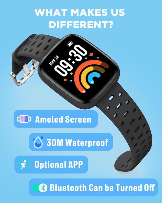 Detalle de BIGGERFIVE Kids Smart Watch 1.8 inch AMOLED