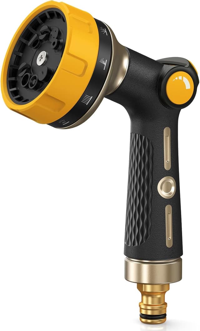 Detalle de RAINPOINT Hose Pipe Spray Gun (Yellow) with Thumb Flow Control and 10 Spray Patterns