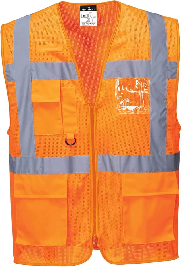Detalle 1 de Portwest Gilet Executive Atene MeshAir Hi-Vis (EN ISO 20471 Class 2) con 7 tasche