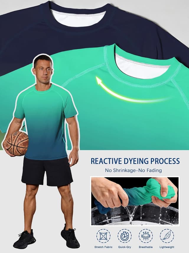 Detalle de UPF 50+ Men’s Long Sleeve Fishing Rash Guard Shirts (1 or 3 Pack) for Sun & Water Protection