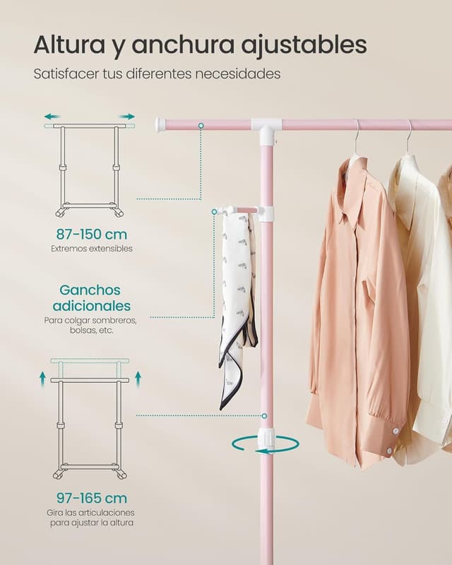 Detalle 1 de SONGMICS Perchero con Ruedas LLR001R02