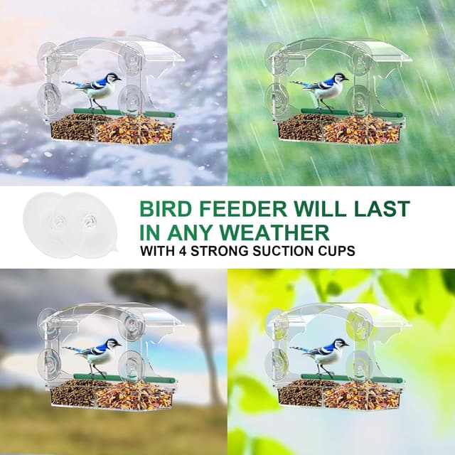 Thumbnail 4 de BPYOT Acrylic Window Bird Feeder with 4 suction cups 🐦