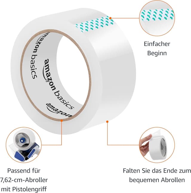 Detalle 2 de Amazon Basics Paketband 12 Stück 10,4×10,4×4,8 cm