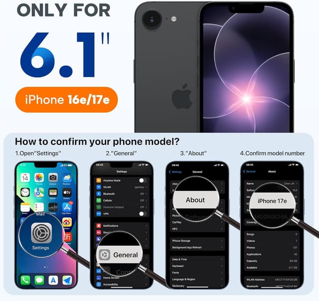 Thumbnail 6 de Miracase Magnetic Soft Silicone Case for iPhone 17e/16e with MagSafe Compatibility (Black)