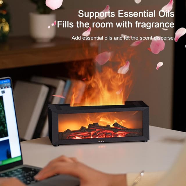 Detalle 2 de Diffuseur d’arômes avec cheminée LED Flame, humidificateur 4 en 1 et minuterie (4 modes)