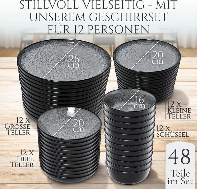 Thumbnail 4 de Steingut Geschirrset 12 Personen Ibiza 48-teilig