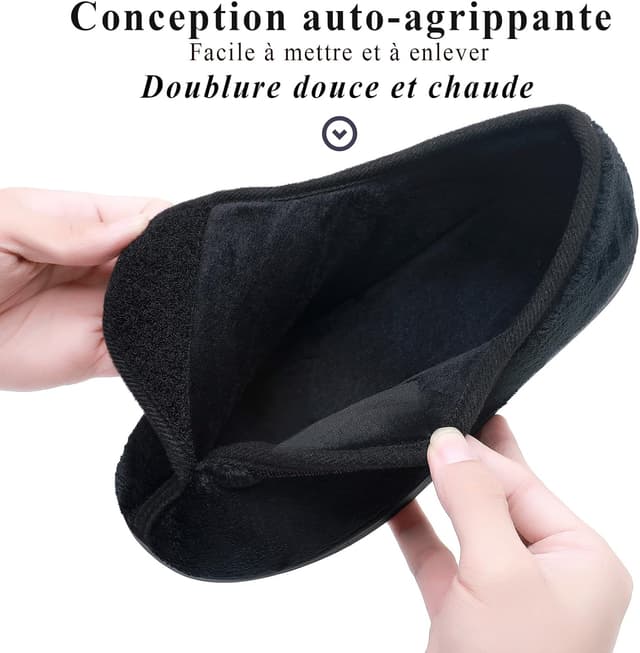 Detalle de Git-up Pantoufles diabétiques en mousse à mémoire de forme, chaussons confortables réglables à bout fermé