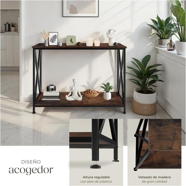 Thumbnail 5 de TecTake® Mesa Consola Recibidor Estilo Industrial 🏠 Madera Oscura