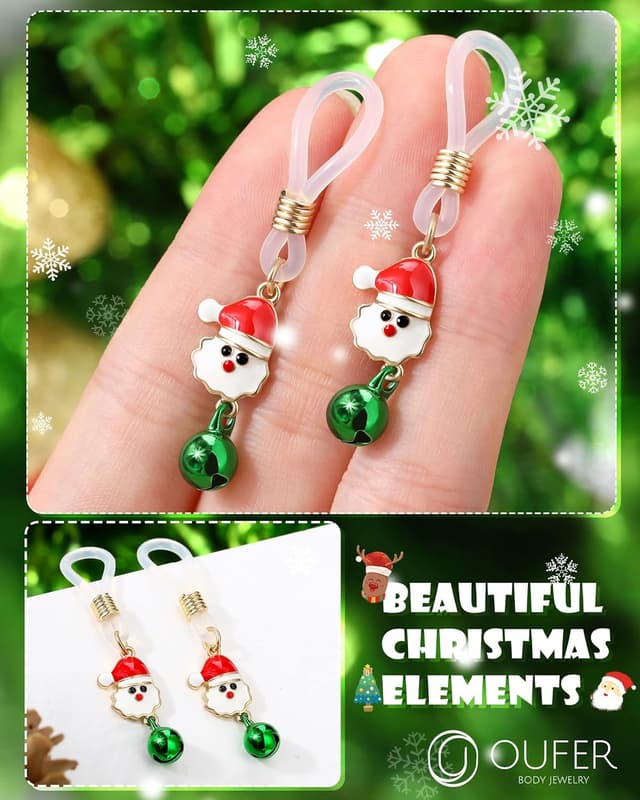 Thumbnail 2 de OUFER 2 pièces Fake Nipple Piercings Bar Noël