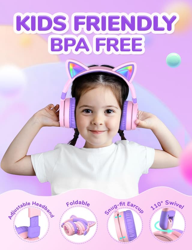 Thumbnail 4 de iClever Kids Bluetooth Headphones 60H battery