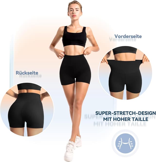 Detalle de Sanpetix Sports Shorts Damen High Waist 92% Polyester