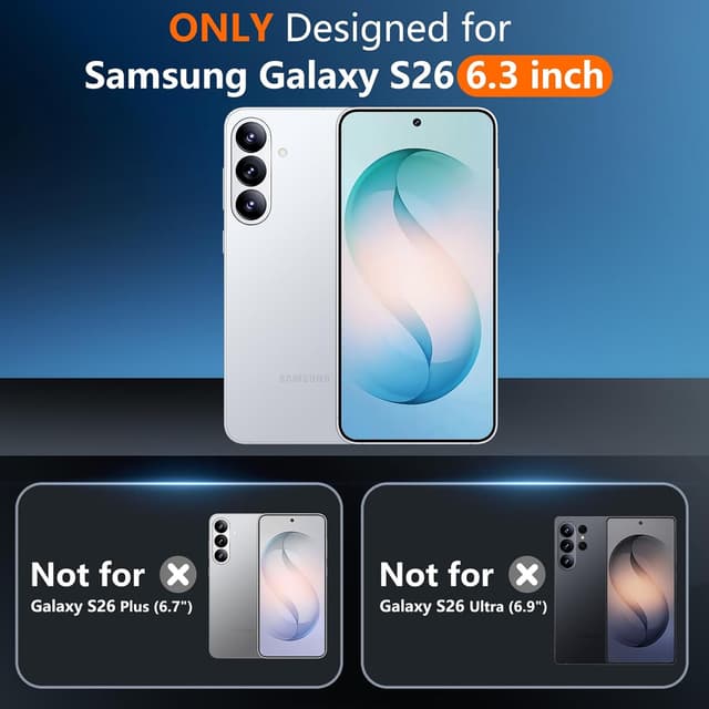 Detalle de SPIDERCASE Tough Galaxy S26 Case (2-Pack) with Tempered Glass Screen & Camera Lens Protectors, 10 FT Military Grade Drop Protection