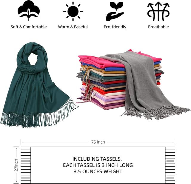 Detalle 1 de Pashmina shawl scarf 200cm